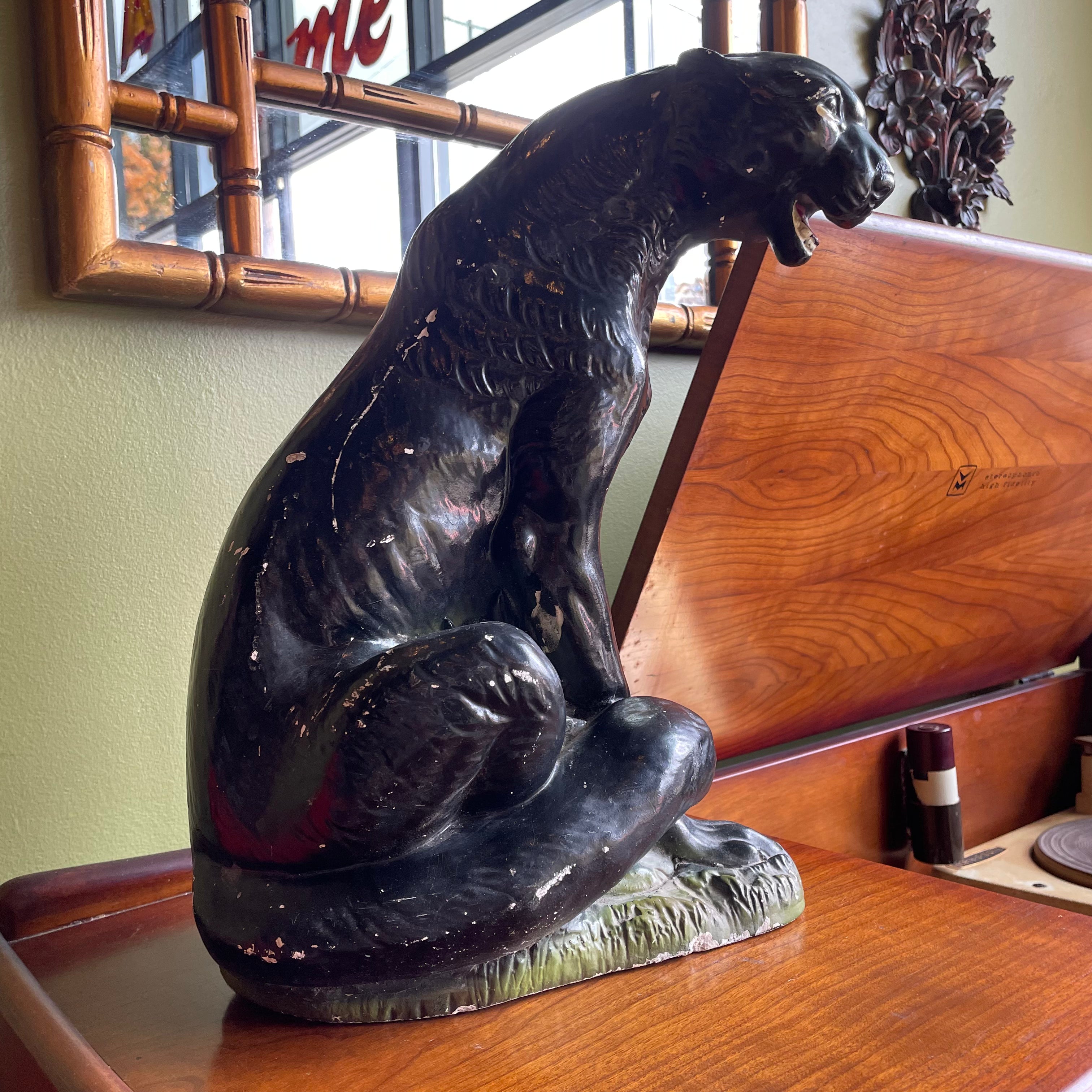 1940's Vintage Chalkware Panther Statue