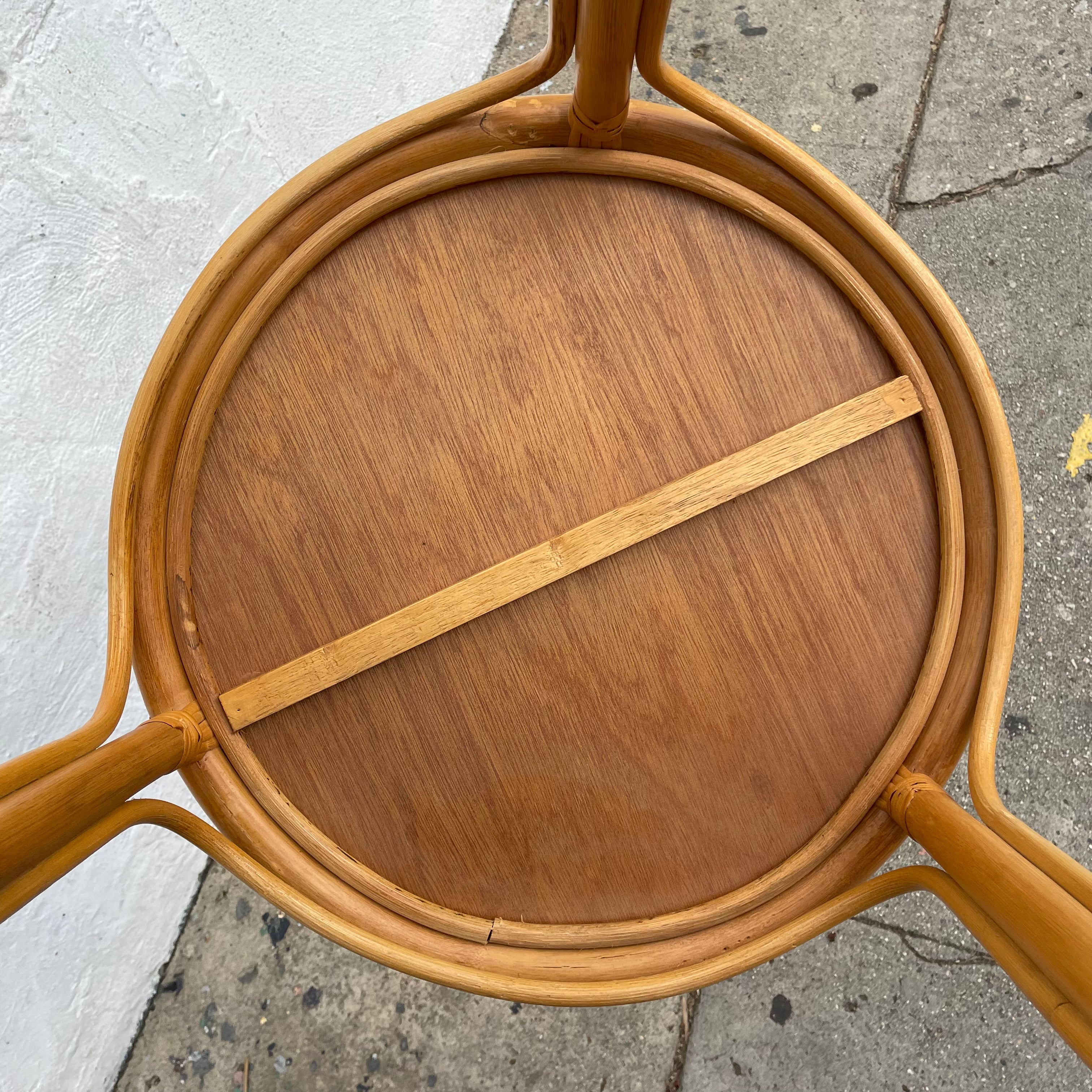 1970's Caned Bamboo Side Table