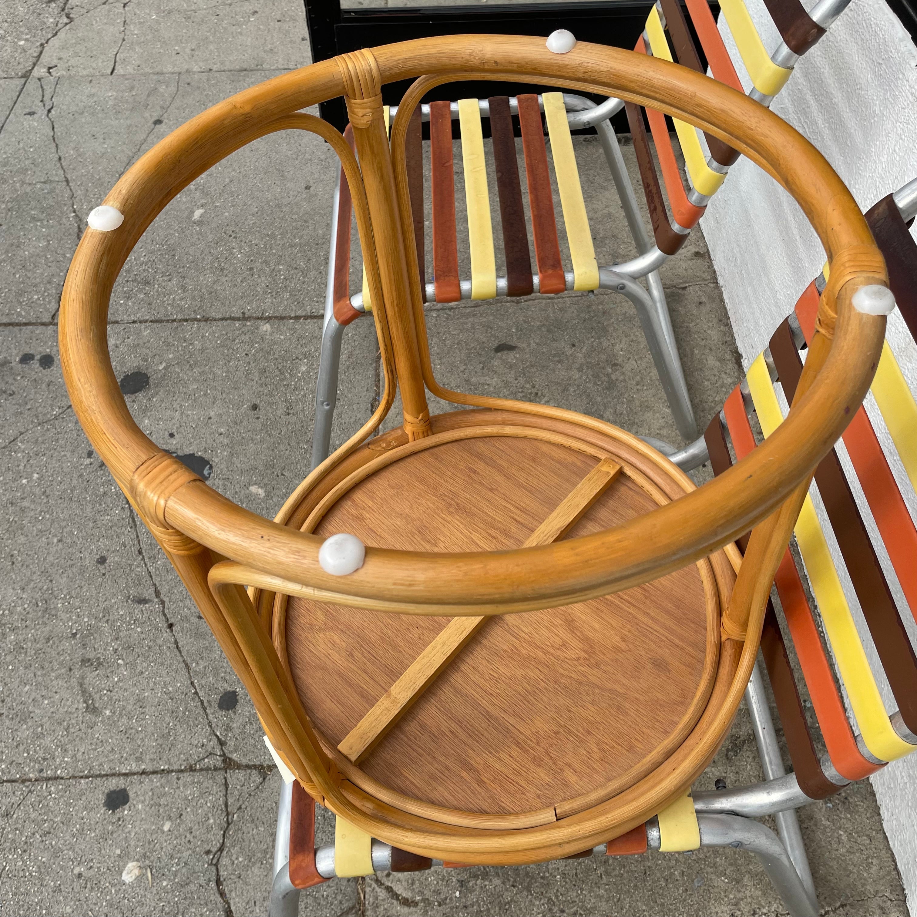 1970's Caned Bamboo Side Table