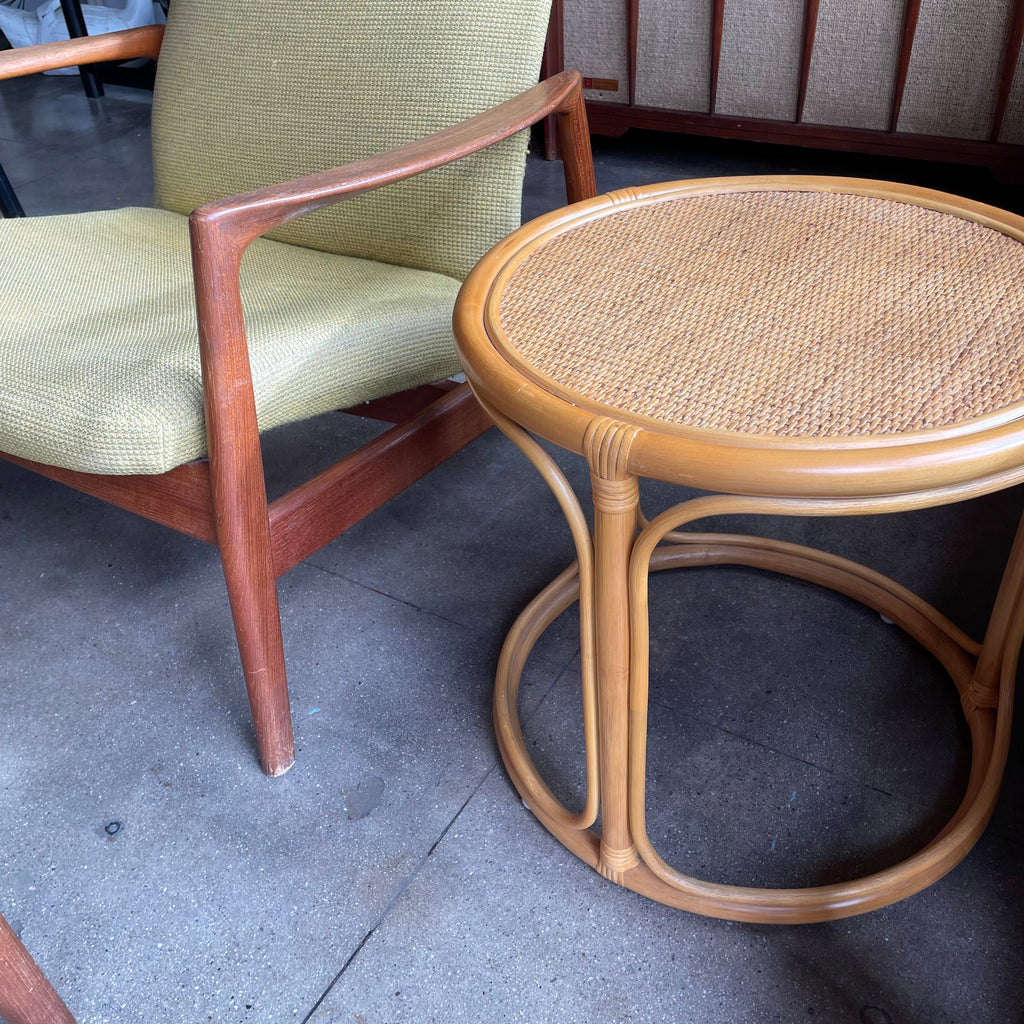 1970's Caned Bamboo Side Table