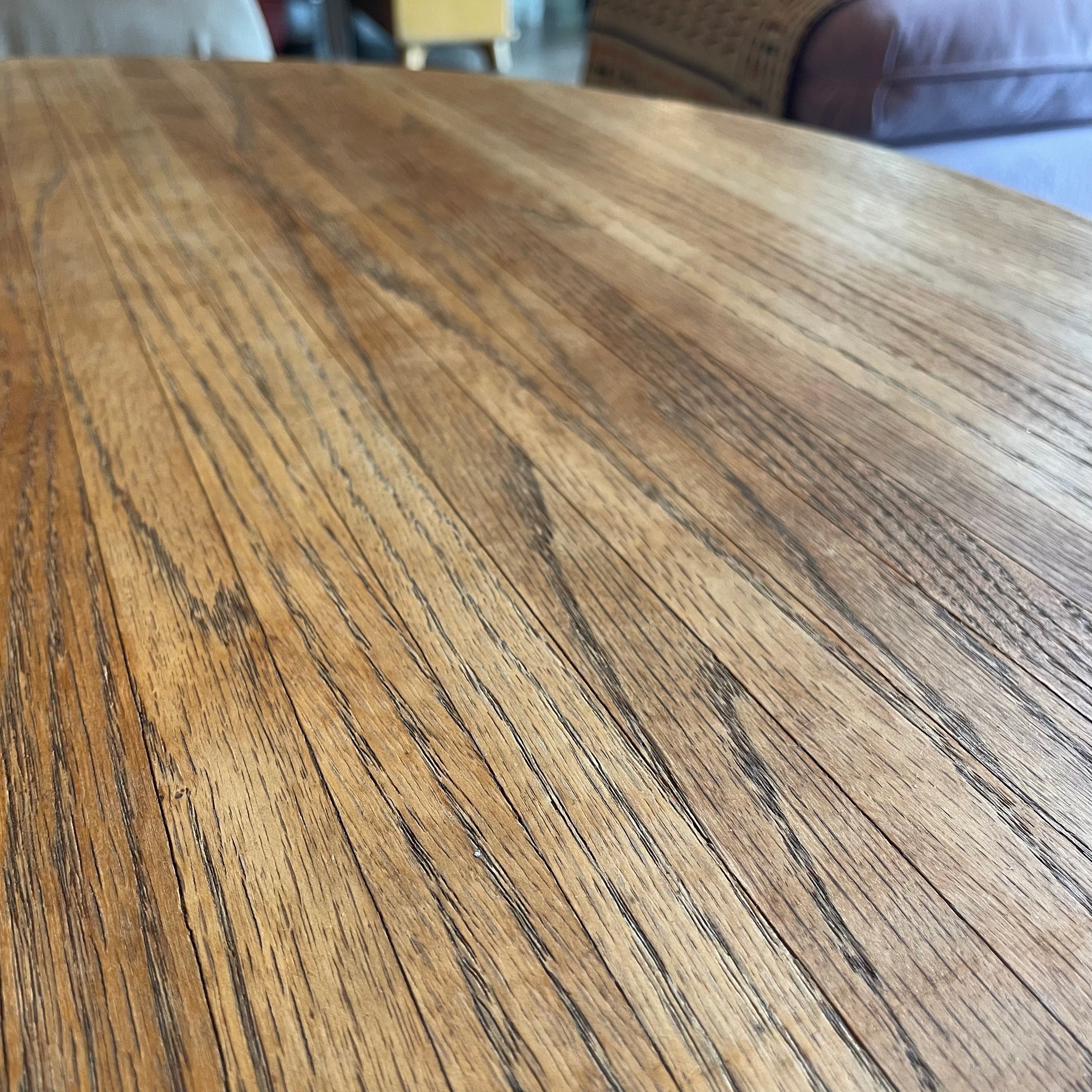 1970's Solid Oak Coffee Table - 36" Round