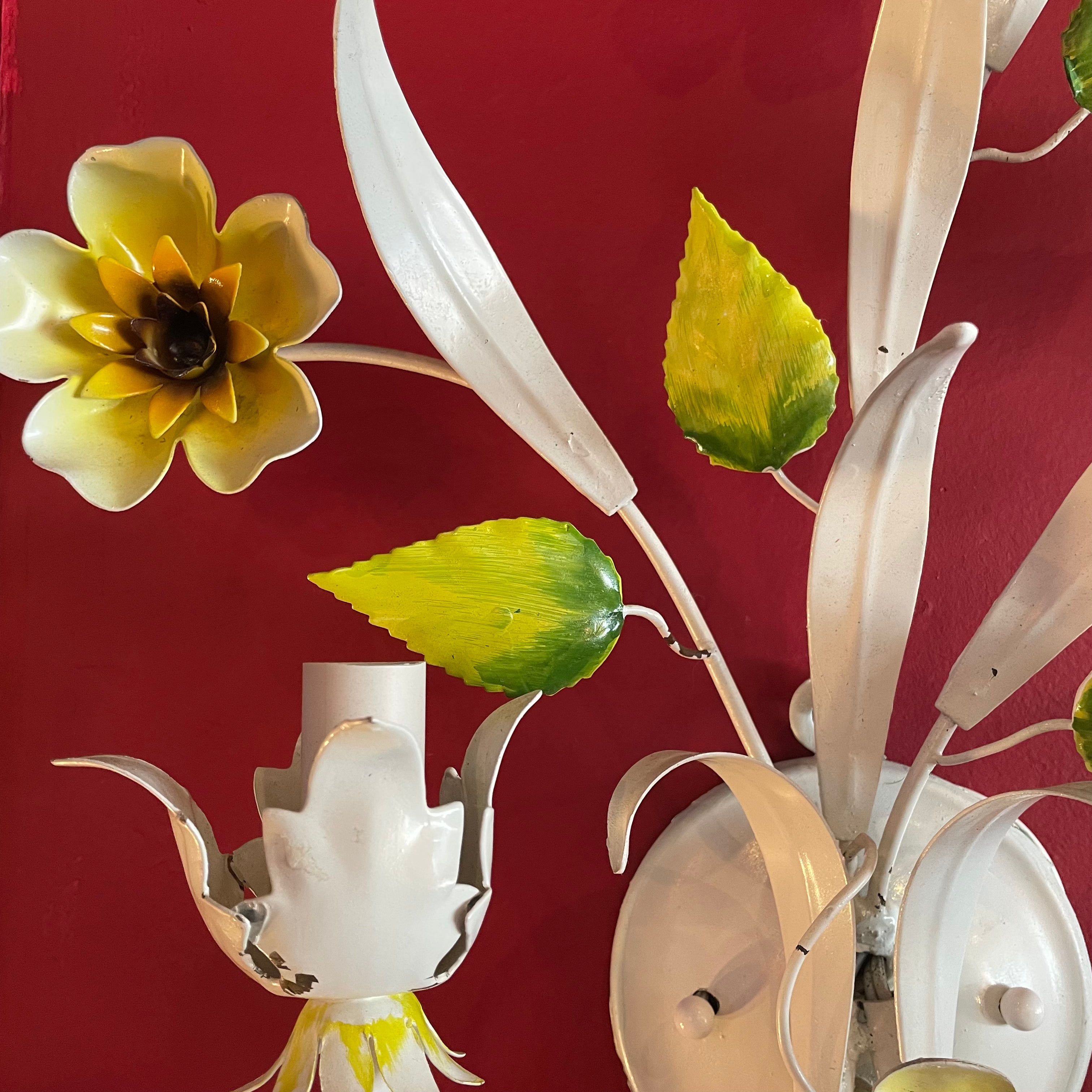 Vintage Italian Tole Floral Sconce