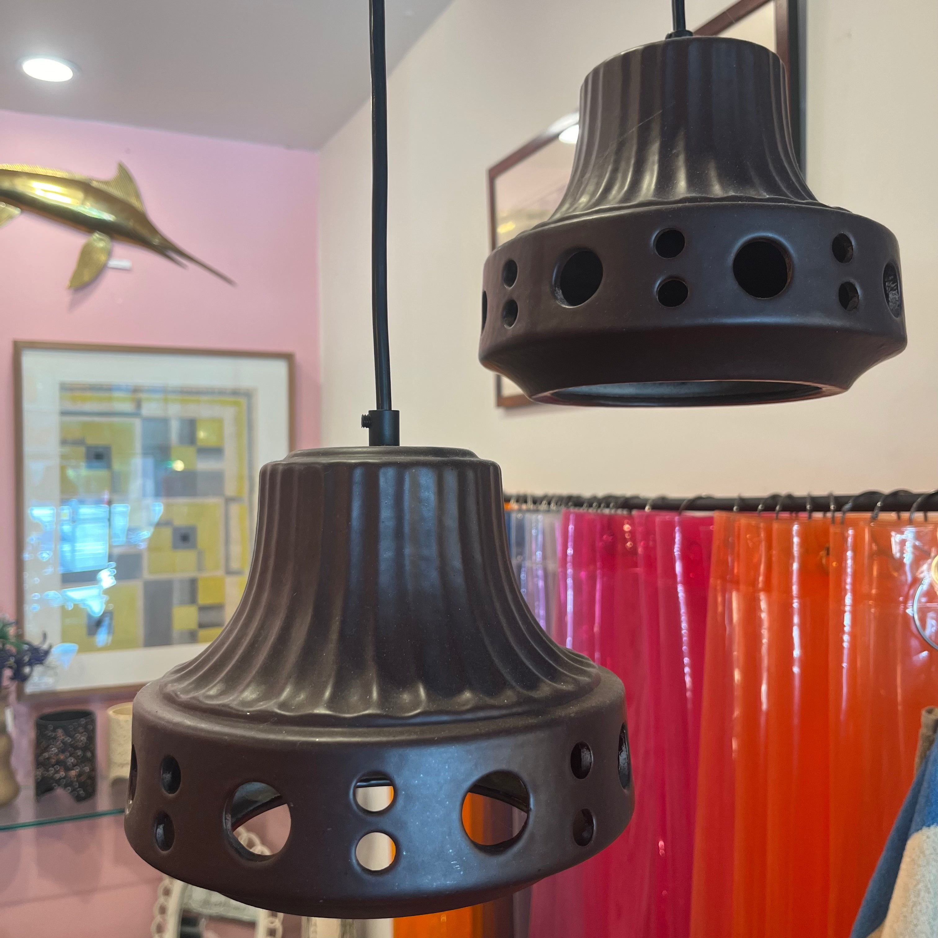 Vintage Danish Ceramic Pendant Lamps - Sold as a Set