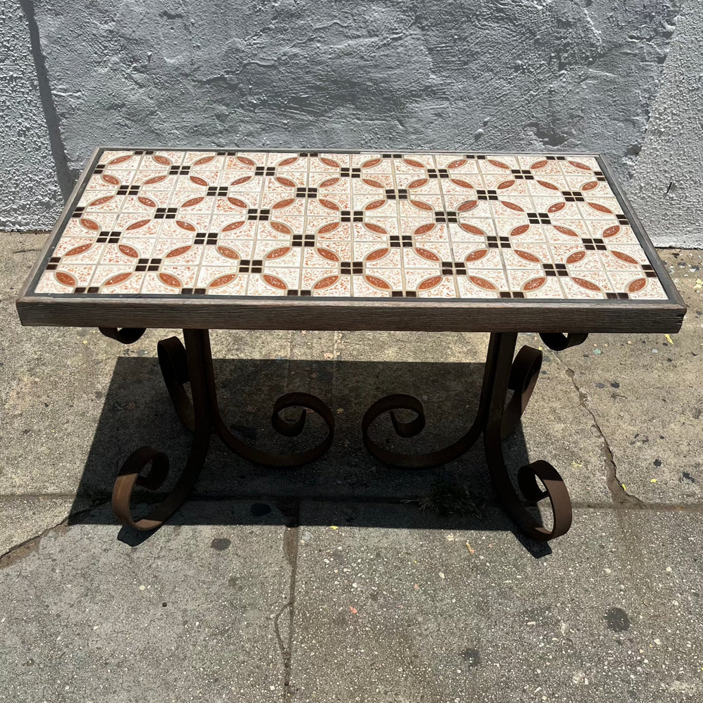 Vintage Tile and Iron Side Table