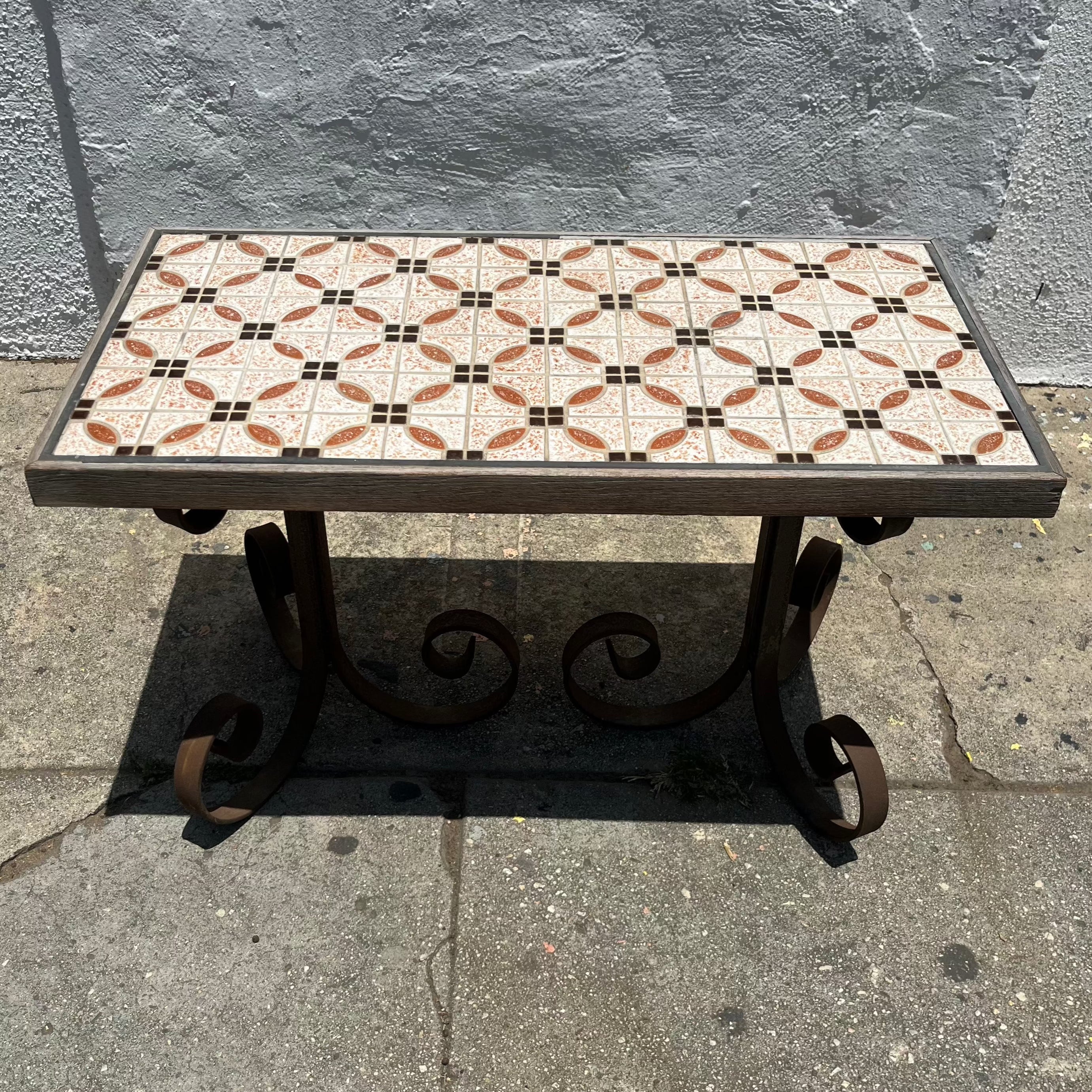 Vintage Tile and Iron Side Table