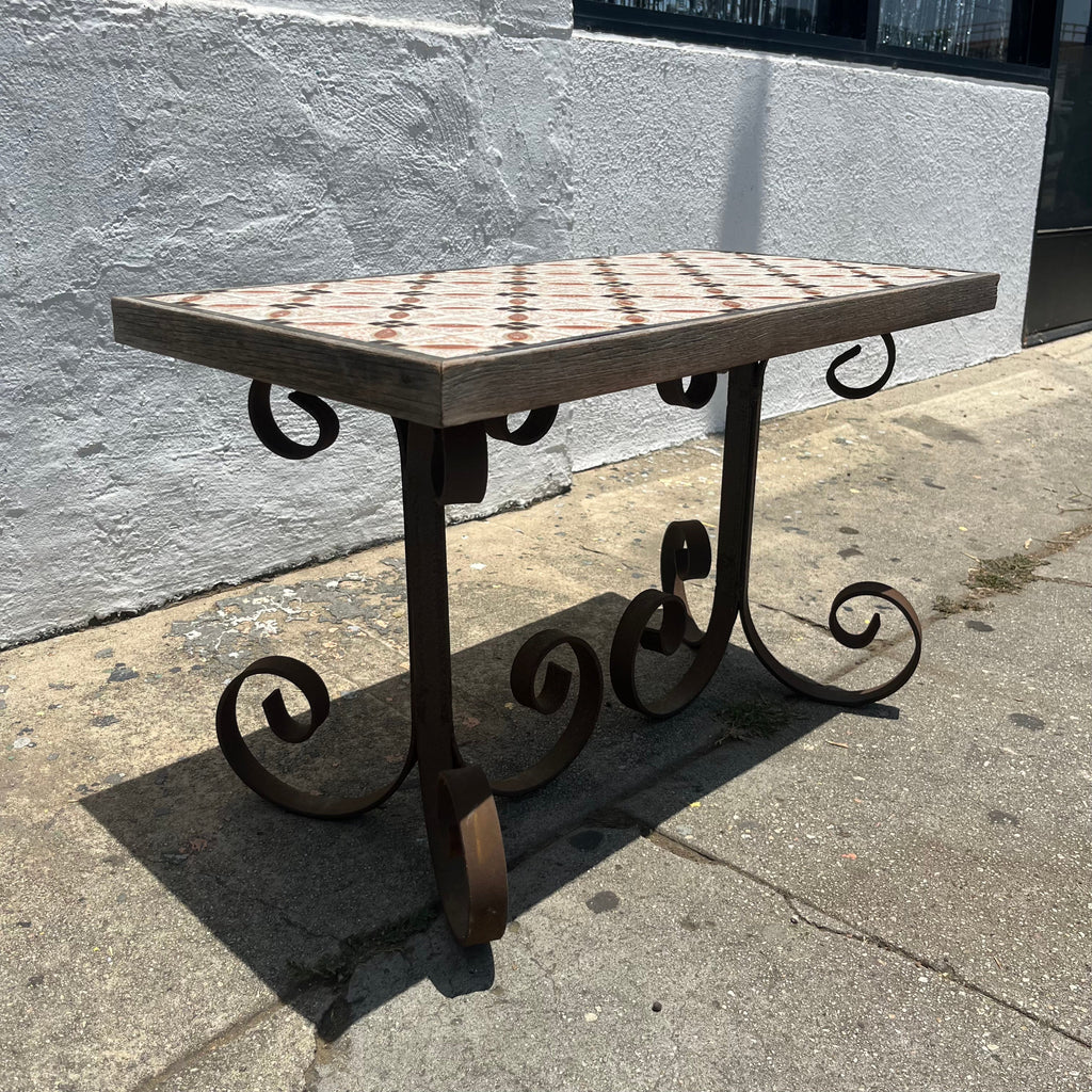 Vintage Tile and Iron Side Table