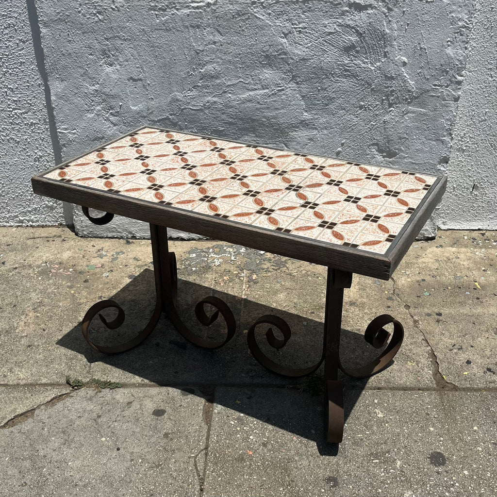 Vintage Tile and Iron Side Table