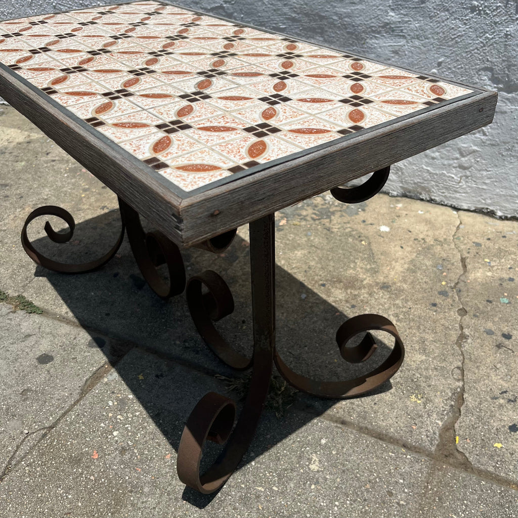 Vintage Tile and Iron Side Table