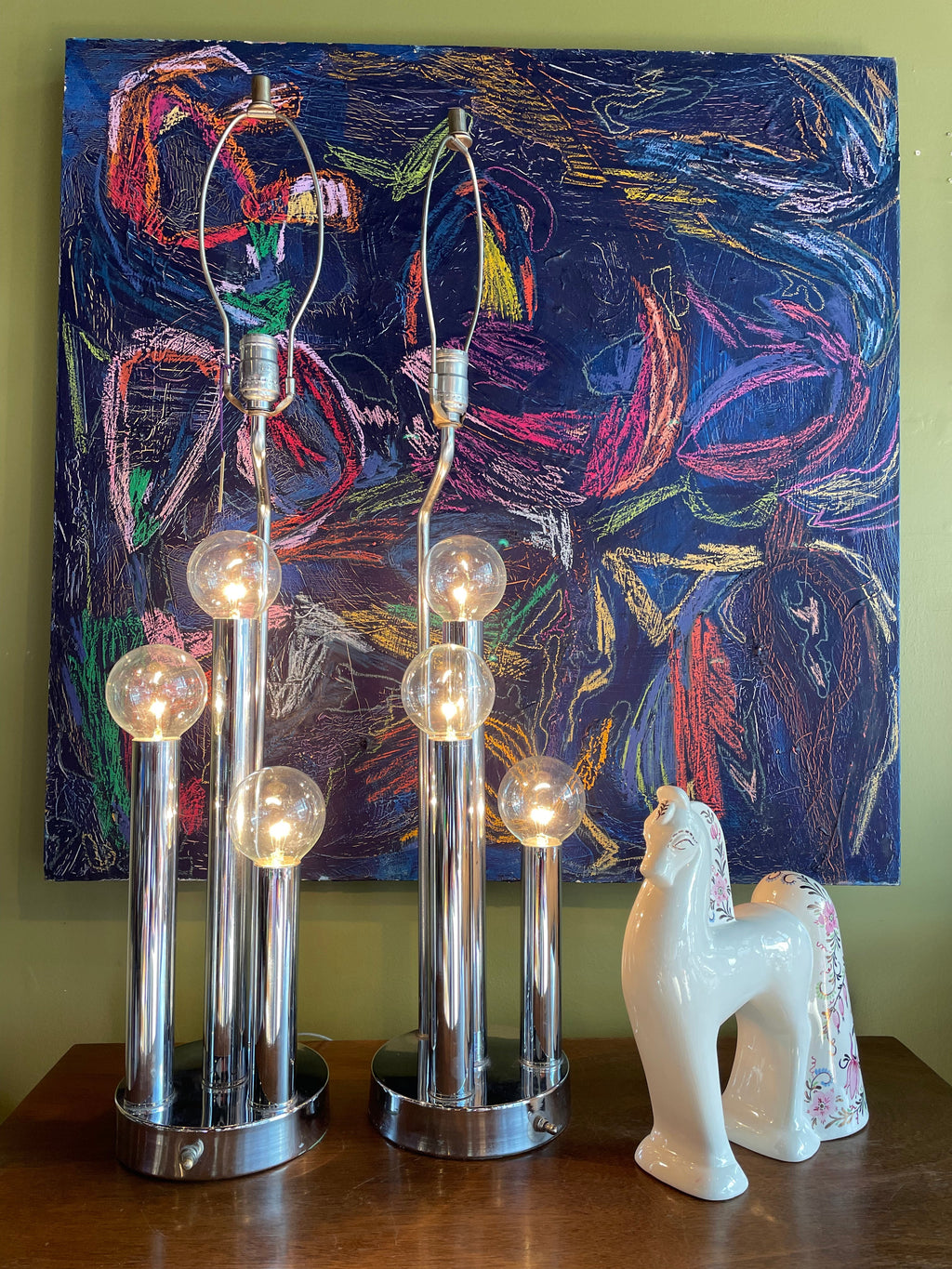 “Paksi” Oil + Pastel on Canvas by Dawn Leahy - 36” x 36”