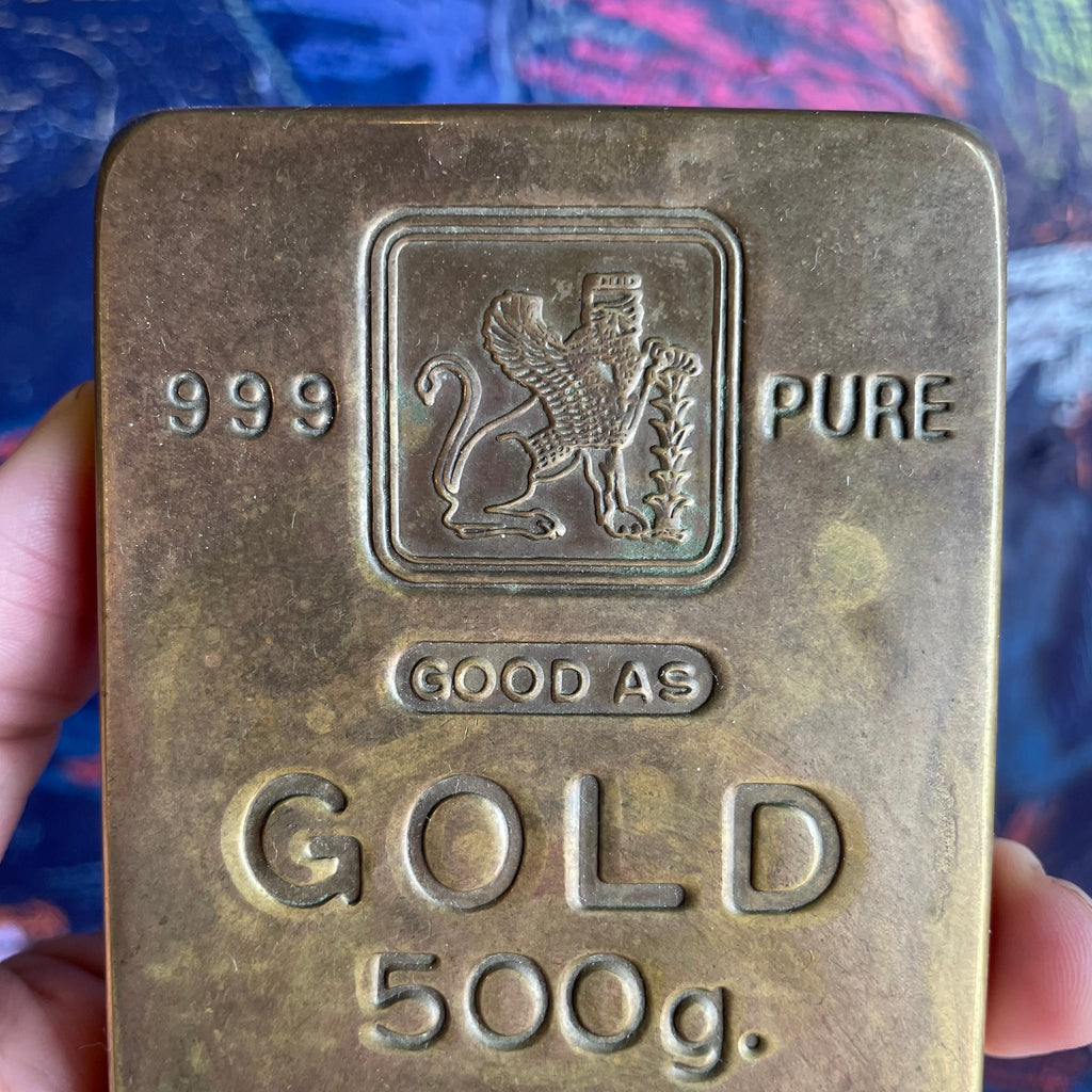 Vintage Brass Banque Royale Paperweight