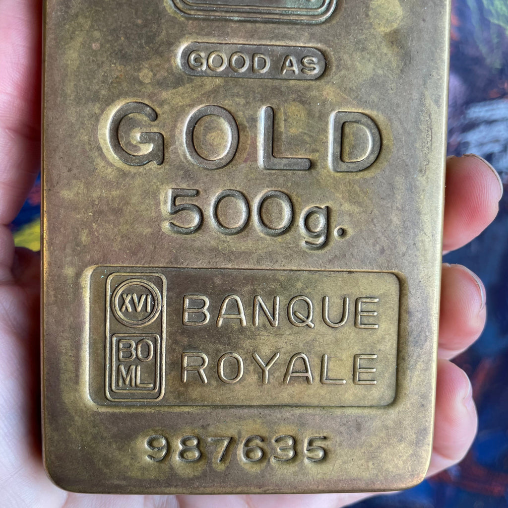 Vintage Brass Banque Royale Paperweight