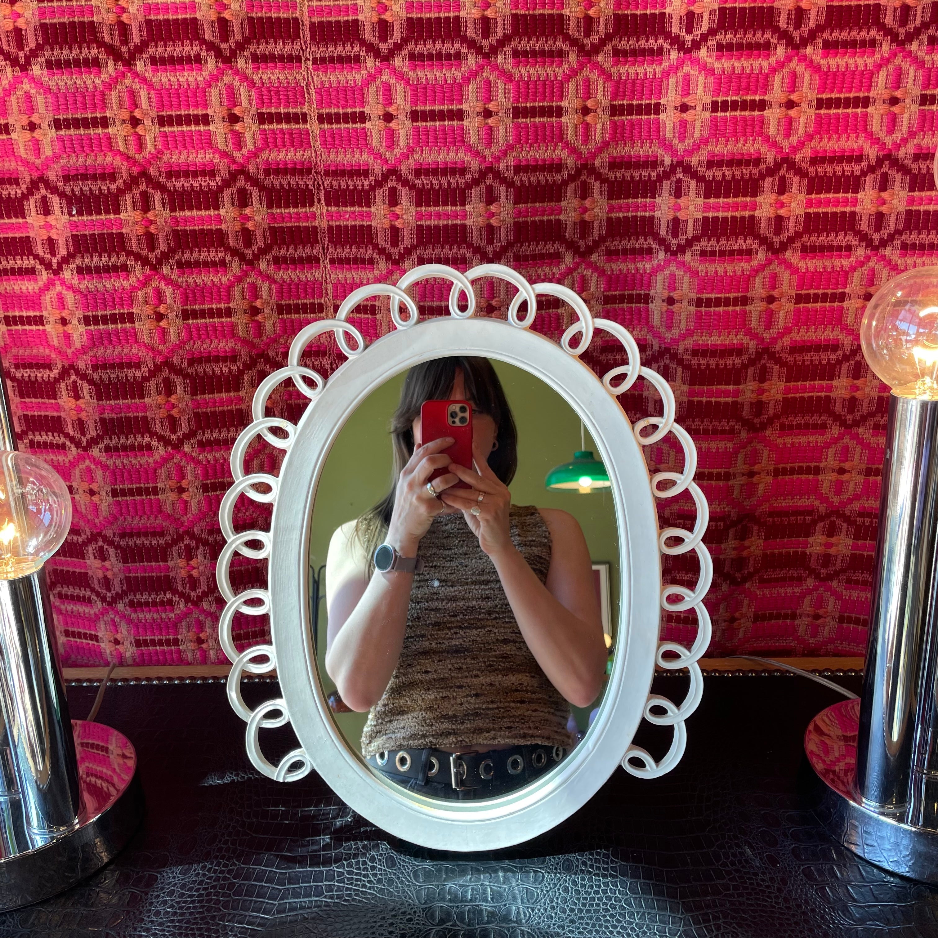 1940's Antique Wooden Tabletop Mirror