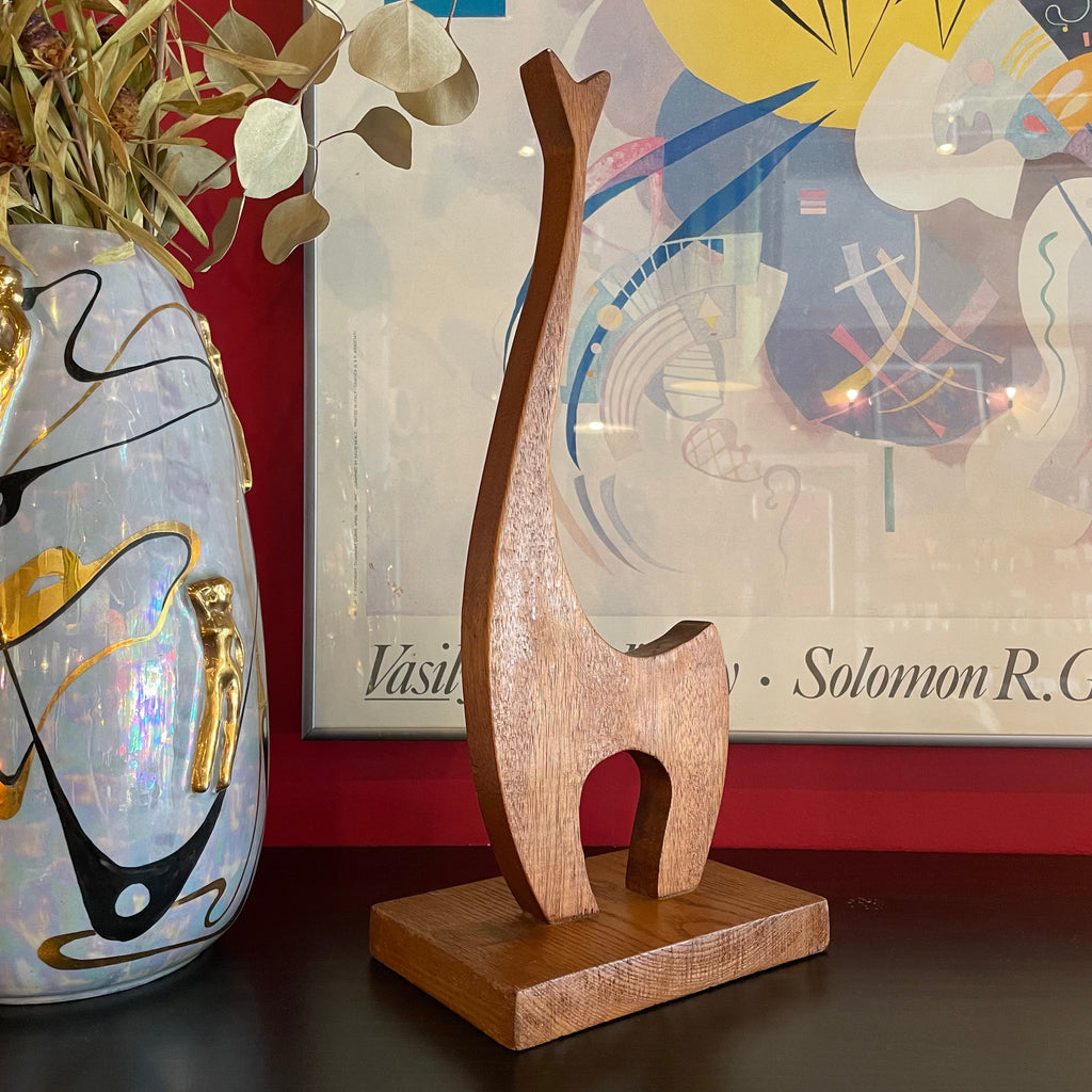 1970's Wooden Giraffe Sculpture