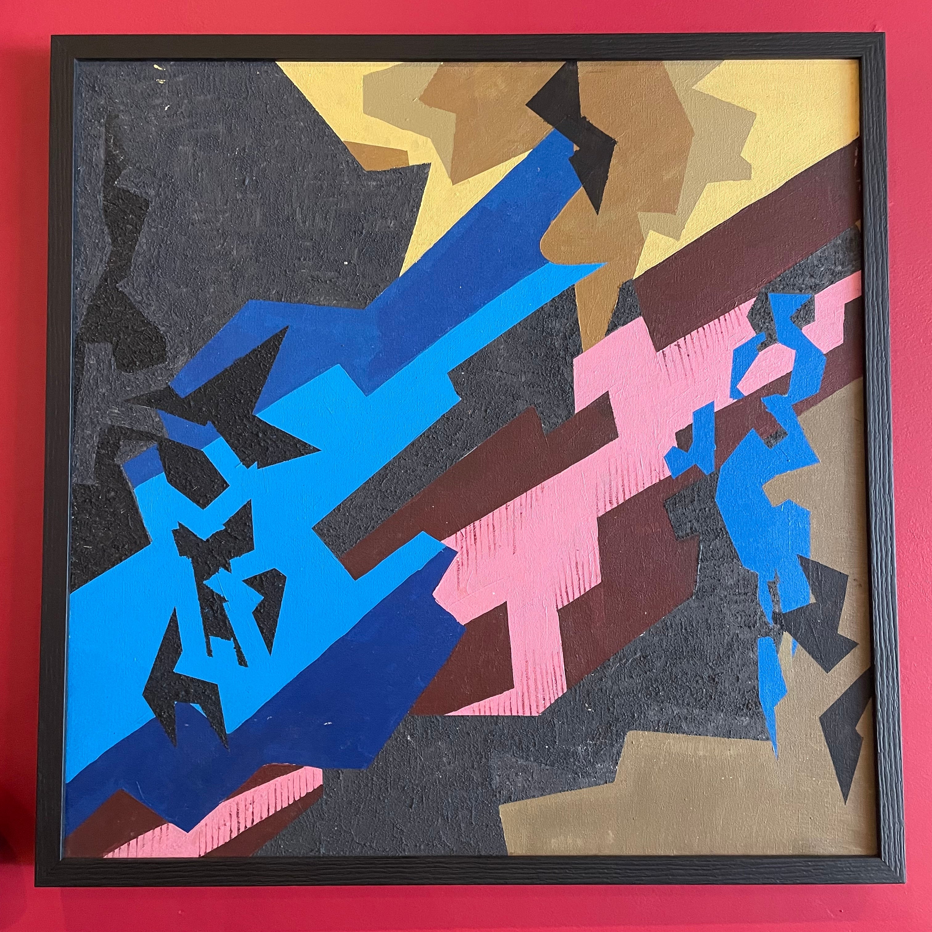 1970's Framed Abstract Painting : Acrylic on Canvas