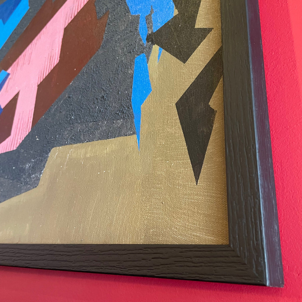 1970's Framed Abstract Painting : Acrylic on Canvas