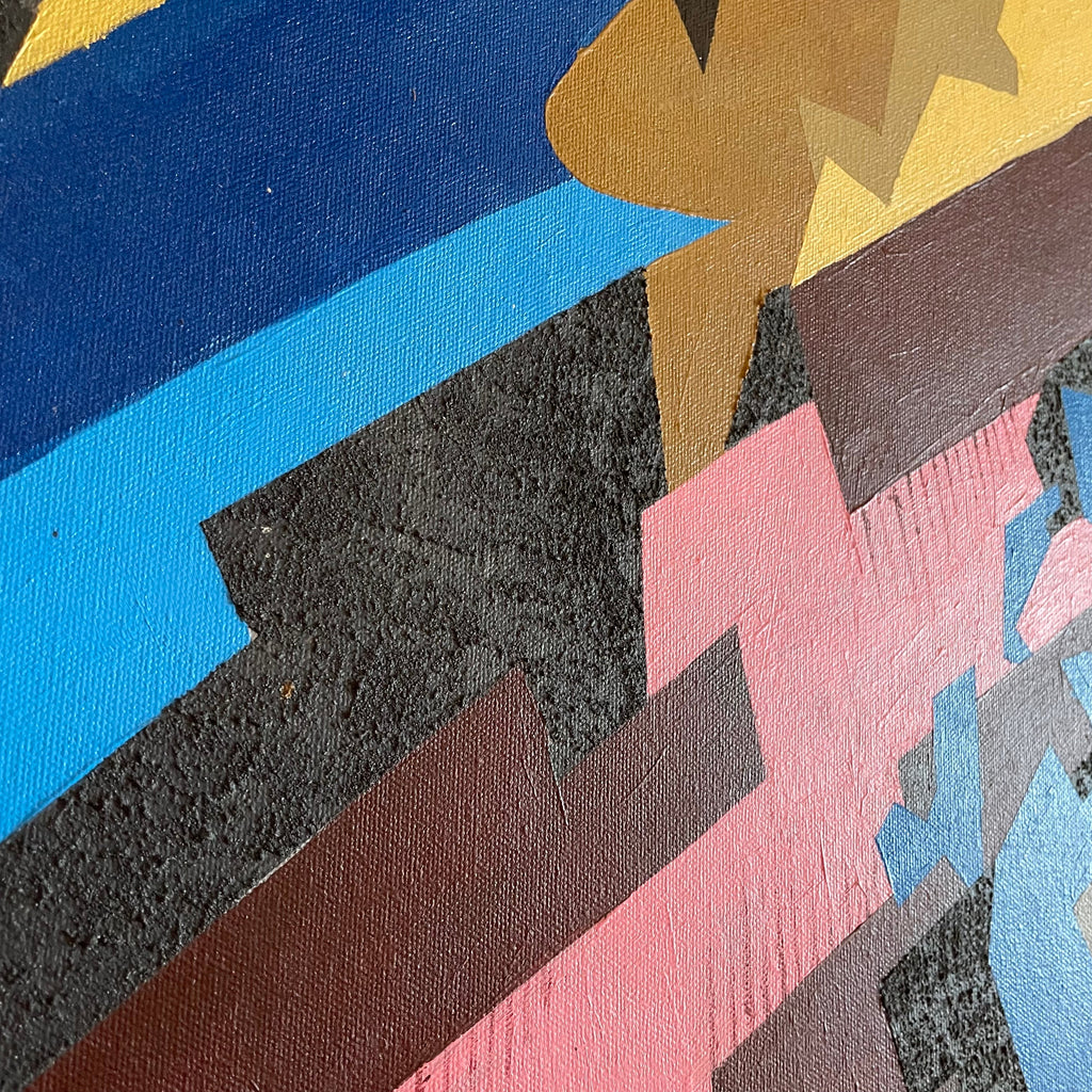 1970's Framed Abstract Painting : Acrylic on Canvas