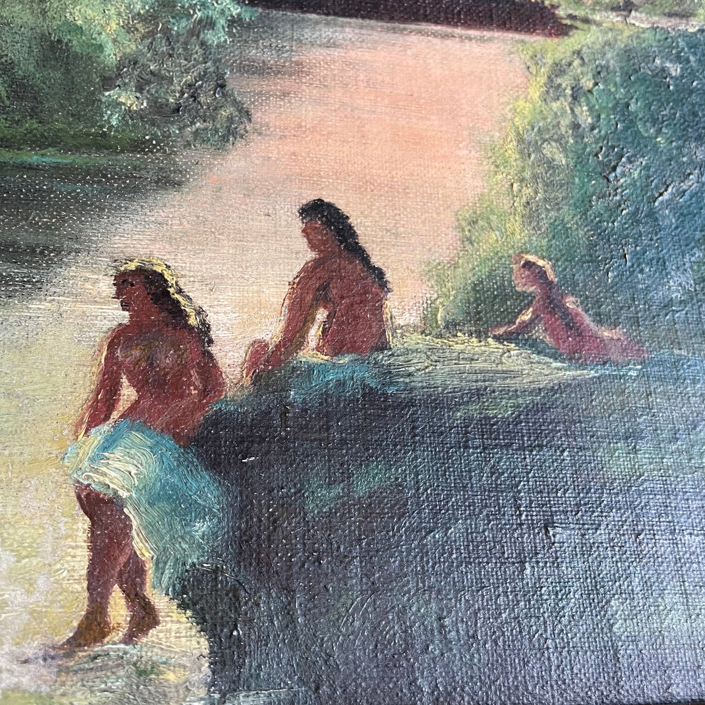 Antique Tahitian Oil Painting - 32" x 20"