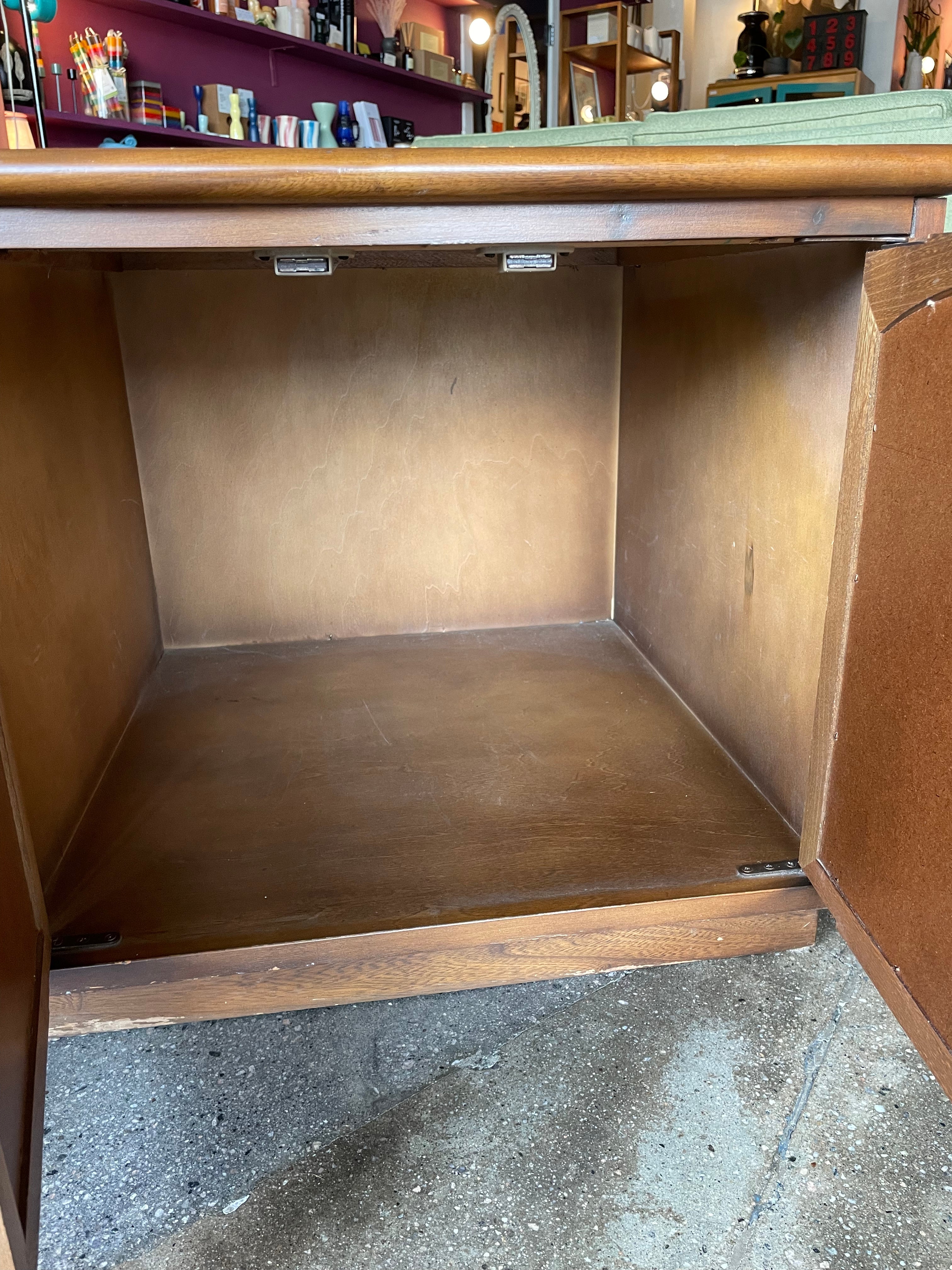 1960's Vintage Travertine + Walnut "Perceptions" Nightstands by Lane