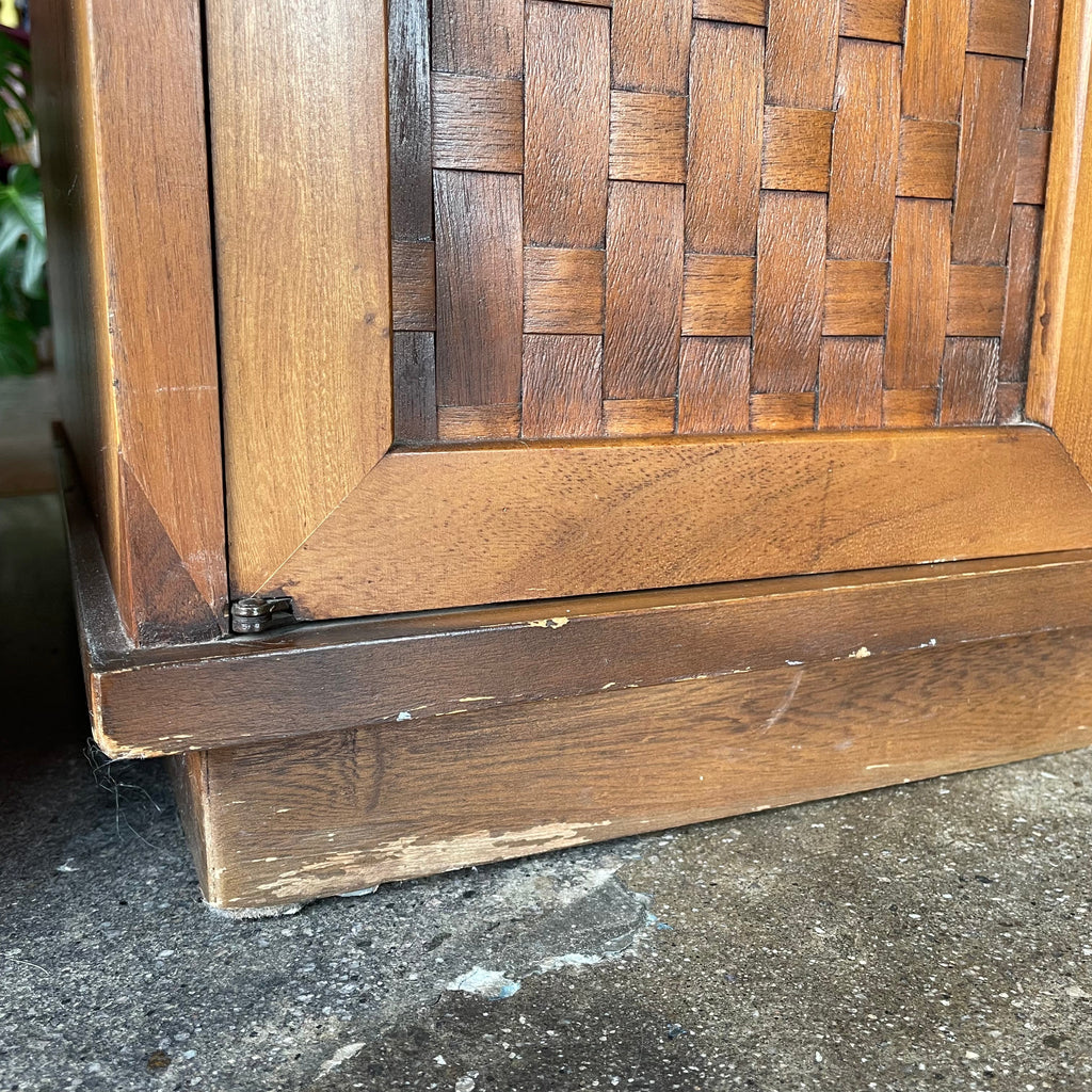 1960's Vintage Travertine + Walnut "Perceptions" Nightstands by Lane