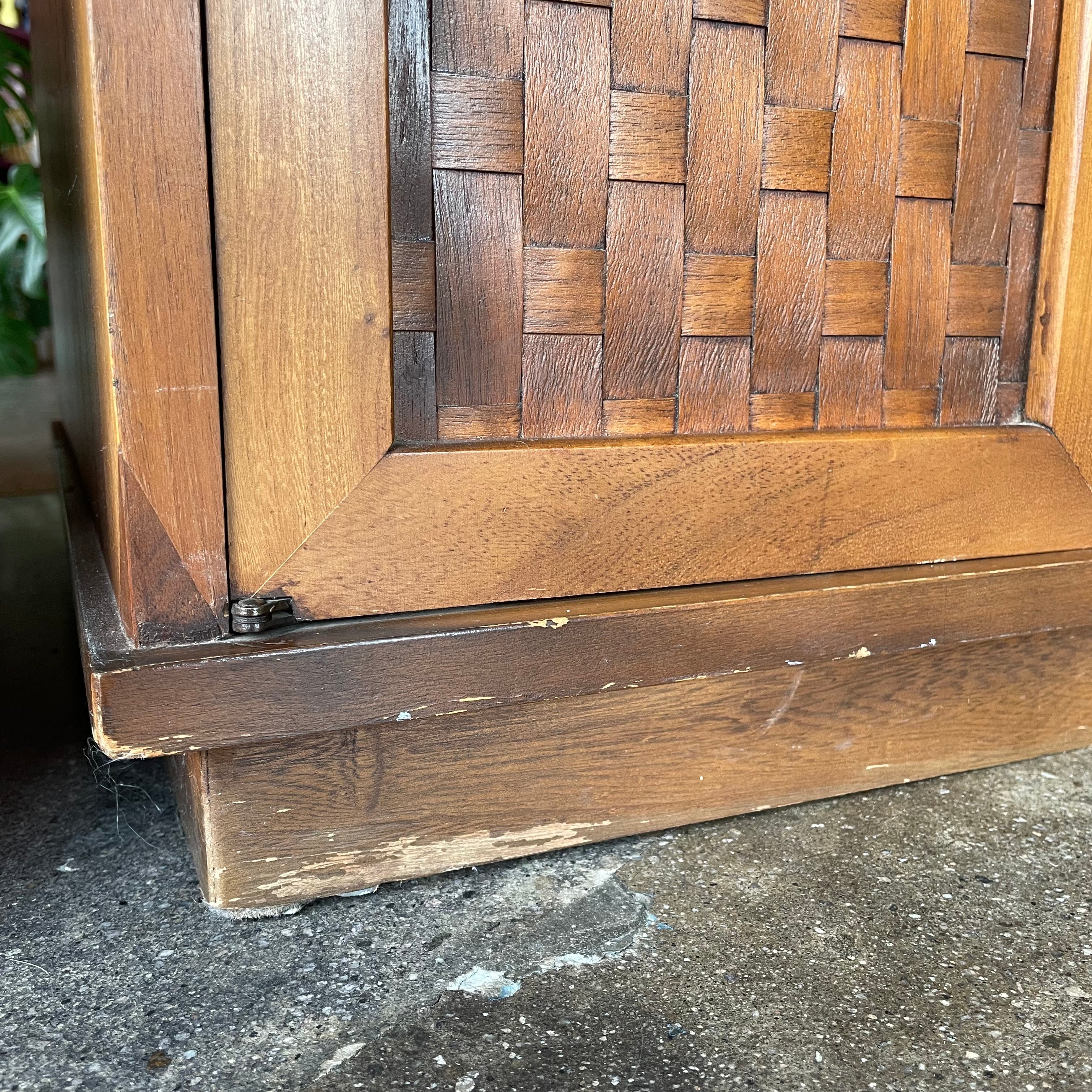 1960's Vintage Travertine + Walnut "Perceptions" Nightstands by Lane