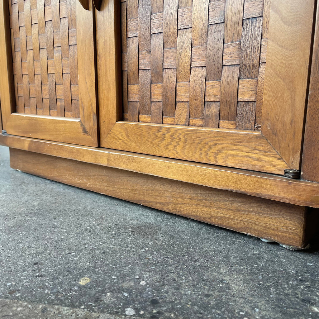 1960's Vintage Travertine + Walnut "Perceptions" Nightstands by Lane