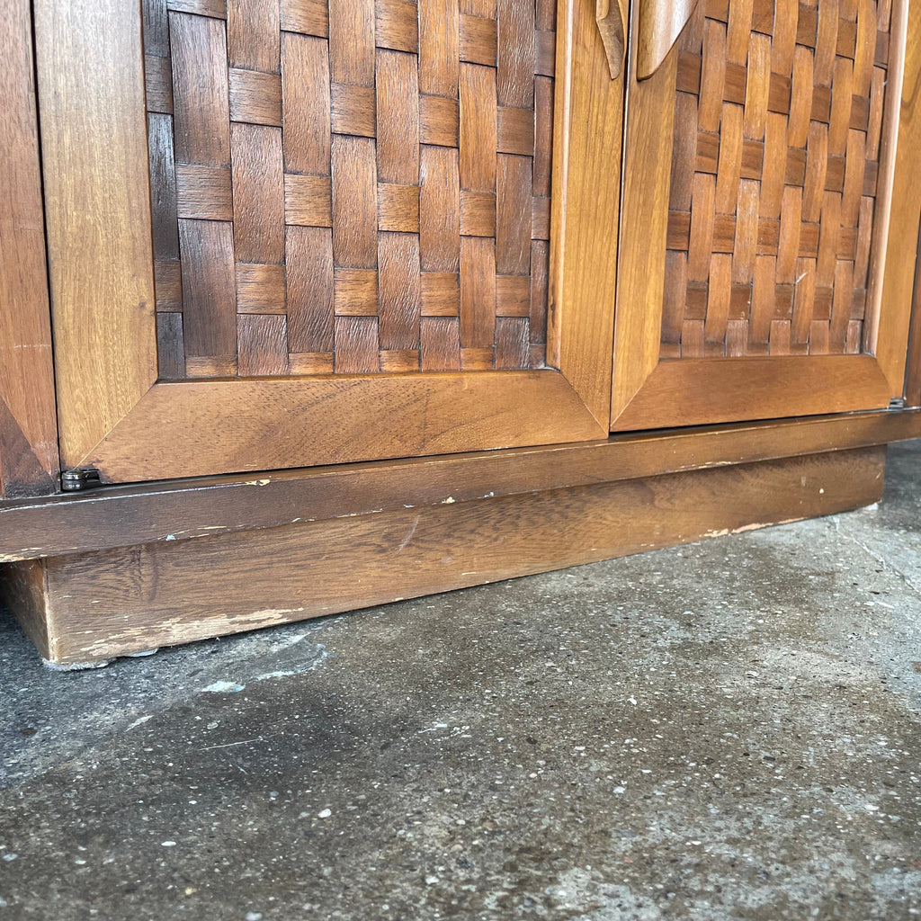 1960's Vintage Travertine + Walnut "Perceptions" Nightstands by Lane