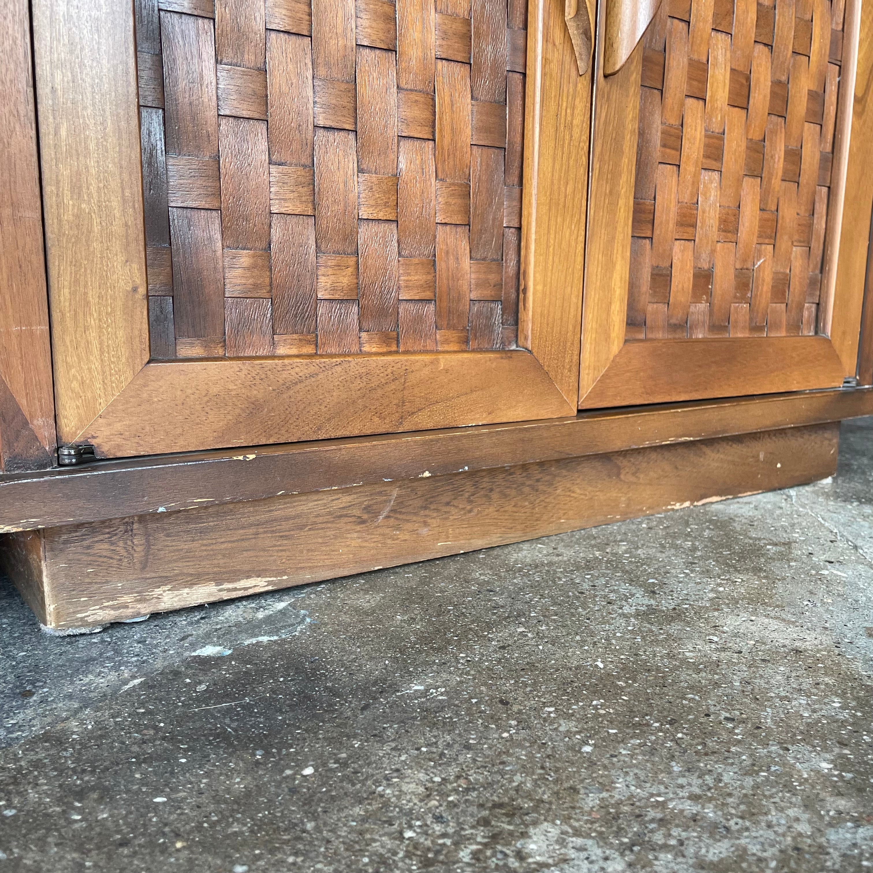 1960's Vintage Travertine + Walnut "Perceptions" Nightstands by Lane
