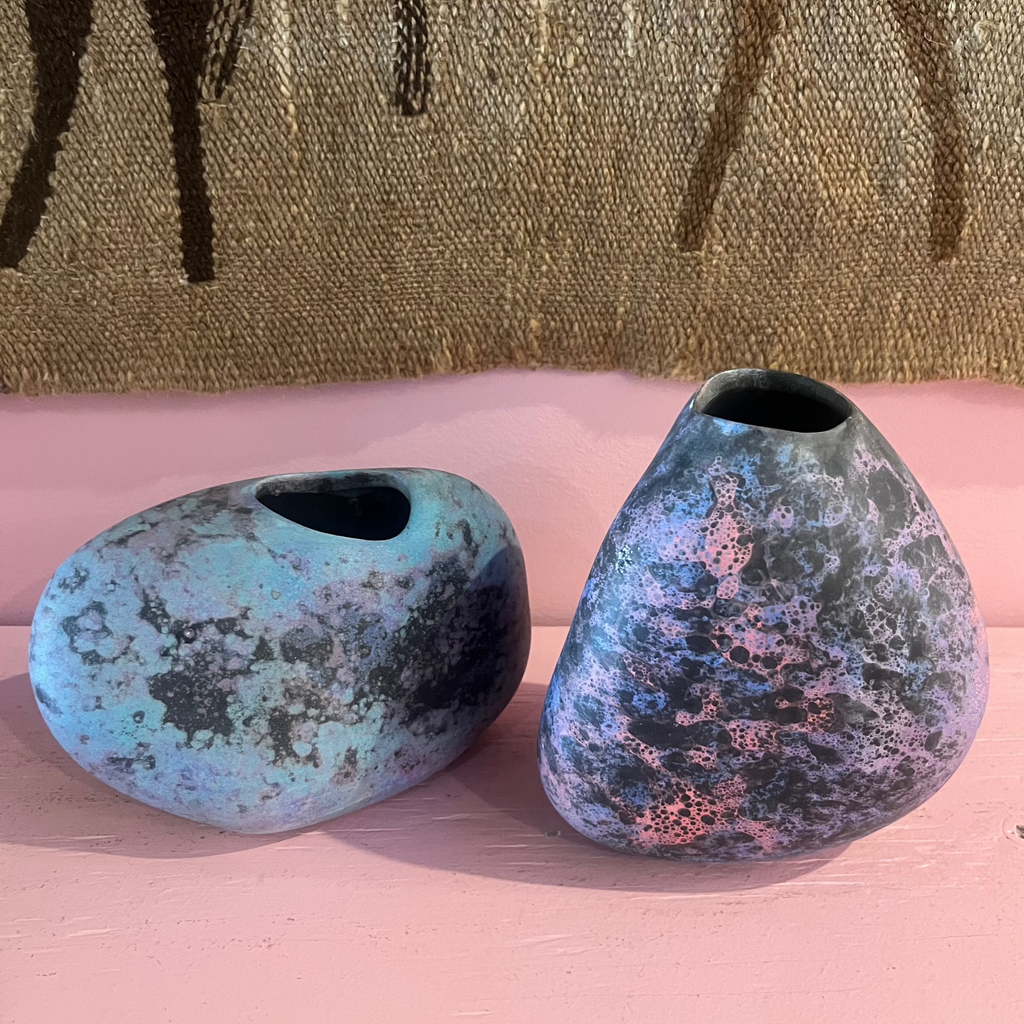 Vintage Raku Ceramic Vases