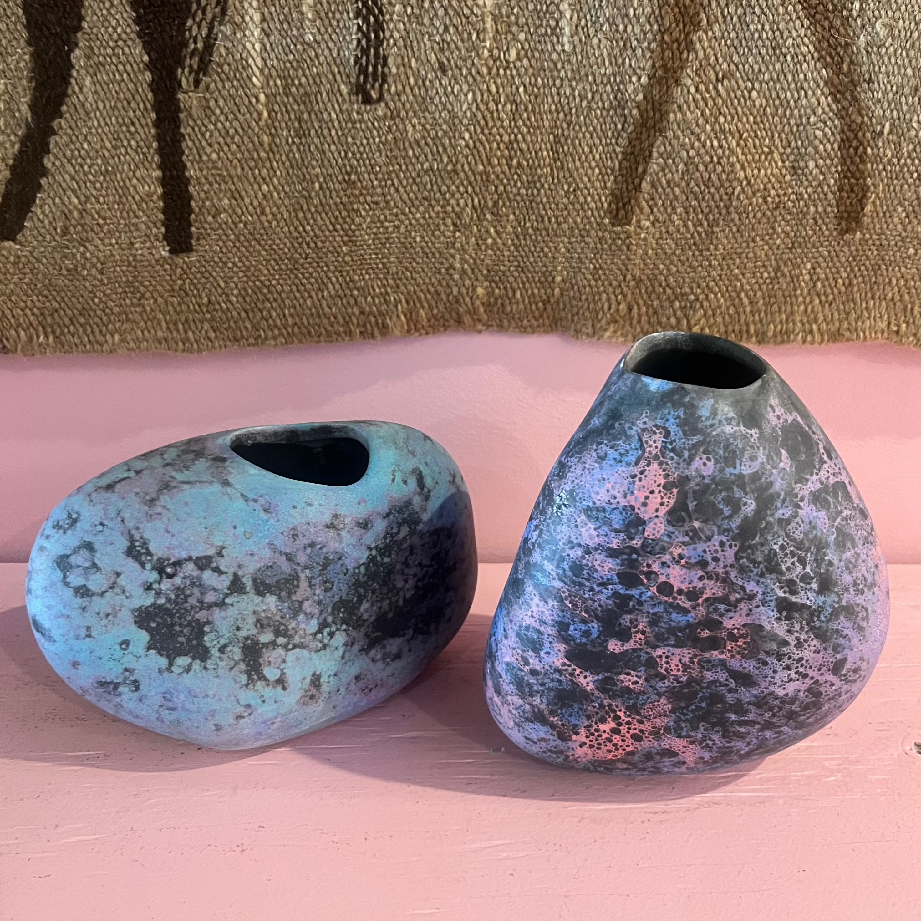 Vintage Raku Ceramic Vases