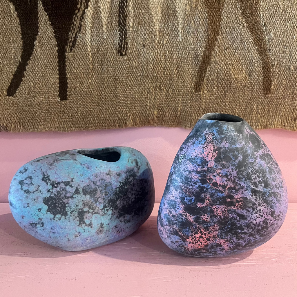 Vintage Raku Ceramic Vases