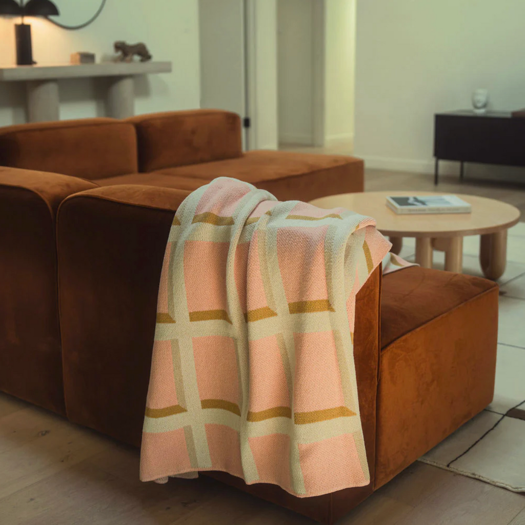 "Windowpane" Recycled Cotton Throw by Happy Habitat