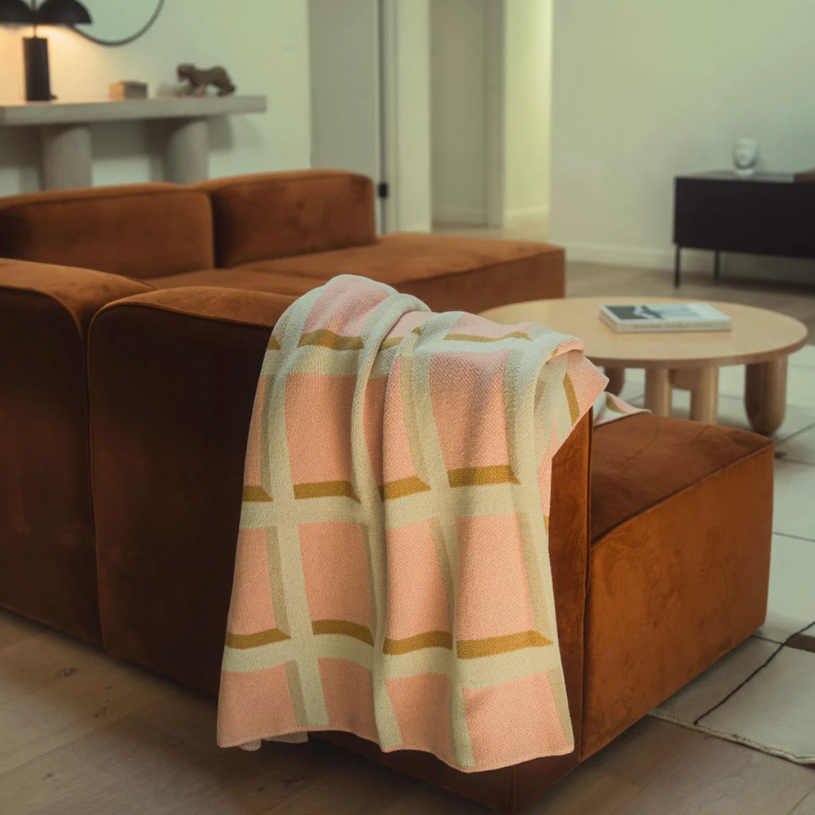 "Windowpane" Recycled Cotton Throw by Happy Habitat