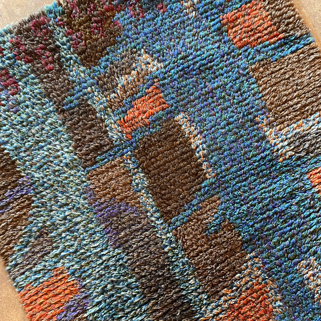 1970's Swedish Rya Shag Rug - 37" x 68"
